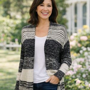 GAP Neutral Striped Open Cardigan Size Small